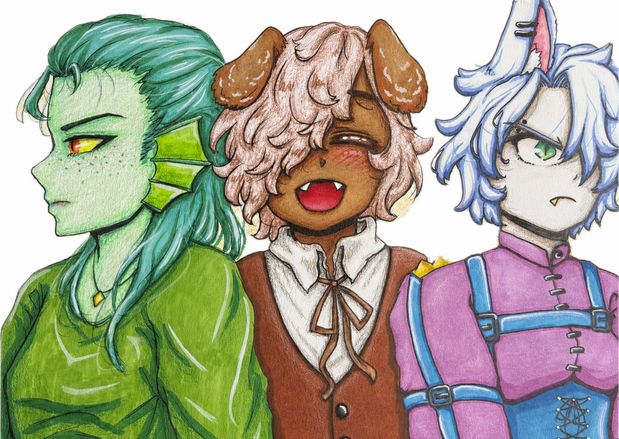3 personnages manga